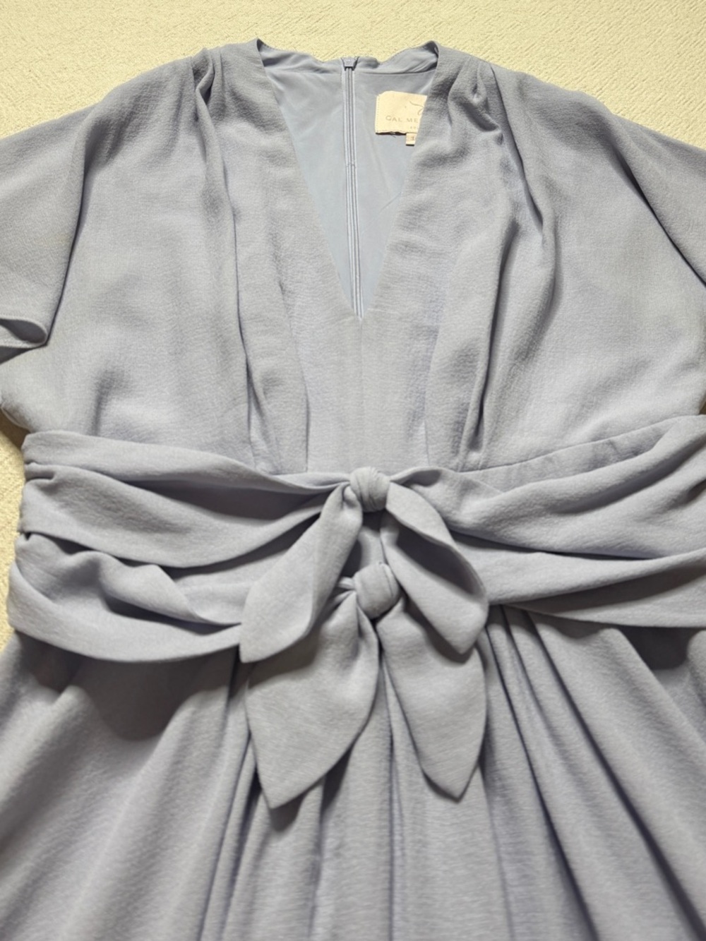 Gal Meets Glam Jane Periwinkle Blue Dress 10 Vneck Bows Wedding Guest Party Midi - Picture 5 of 9